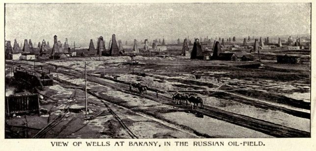 Illustration from the book Sketches in crude-oil; some accidents and incidents of the petroleum development in all parts of the globe, ... 3rd Edition. Source: McLaurin, John J. (John James), b. 1841, Public domain, via Wikimedia Commons.